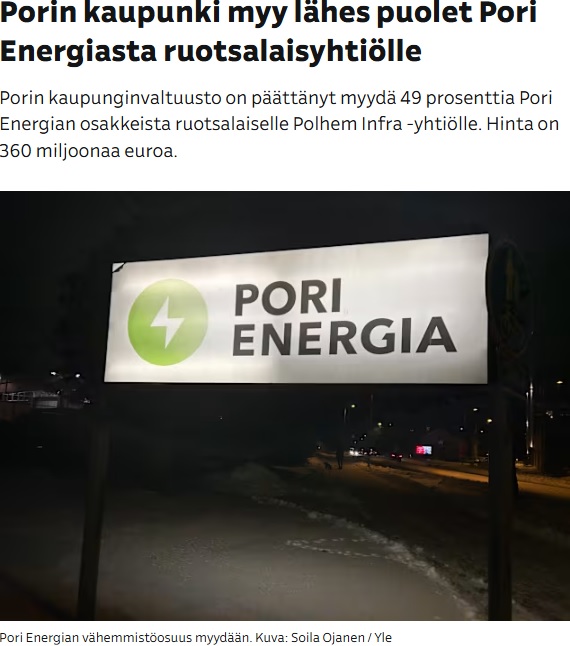 pori energia myynti Yle